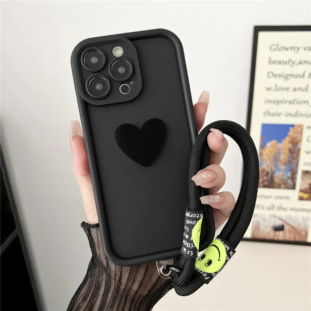 Coque Huawei avec dragonne cœurs 3D