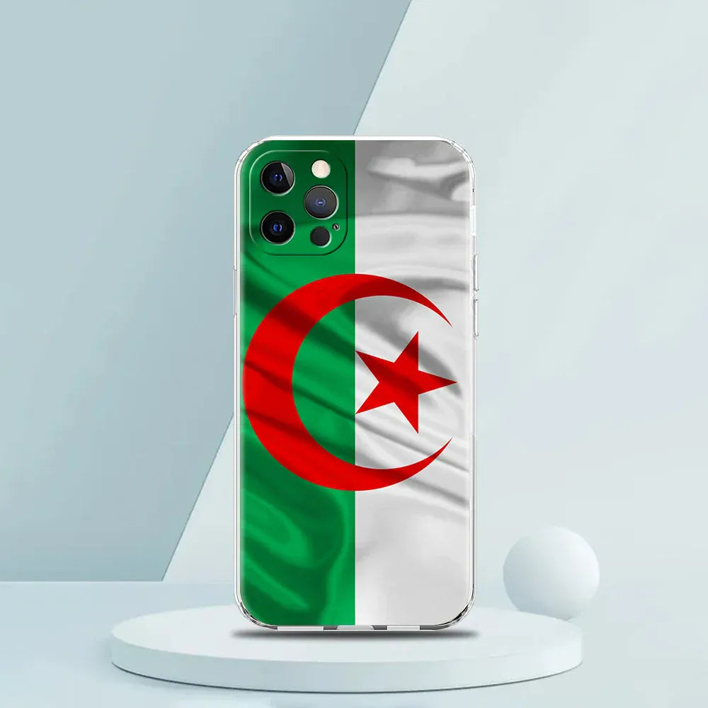 Coque iPhone drapeau Algérie transparente antichoc