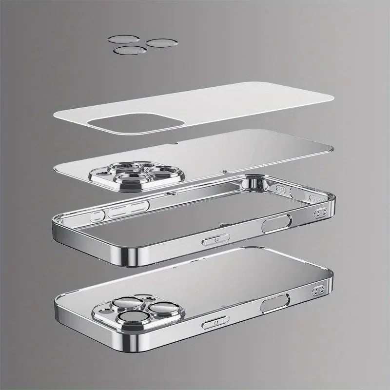 Coque iPhone verre trempé noir gris