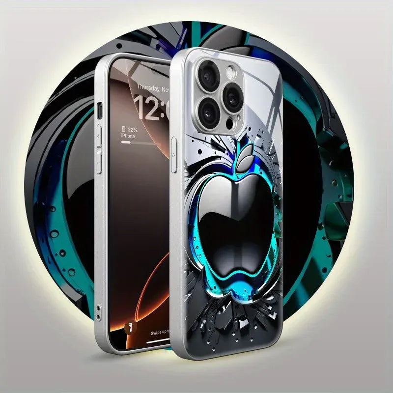 Coque iPhone verre trempé noir gris