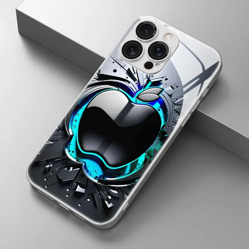 Coque iPhone verre trempé noir gris