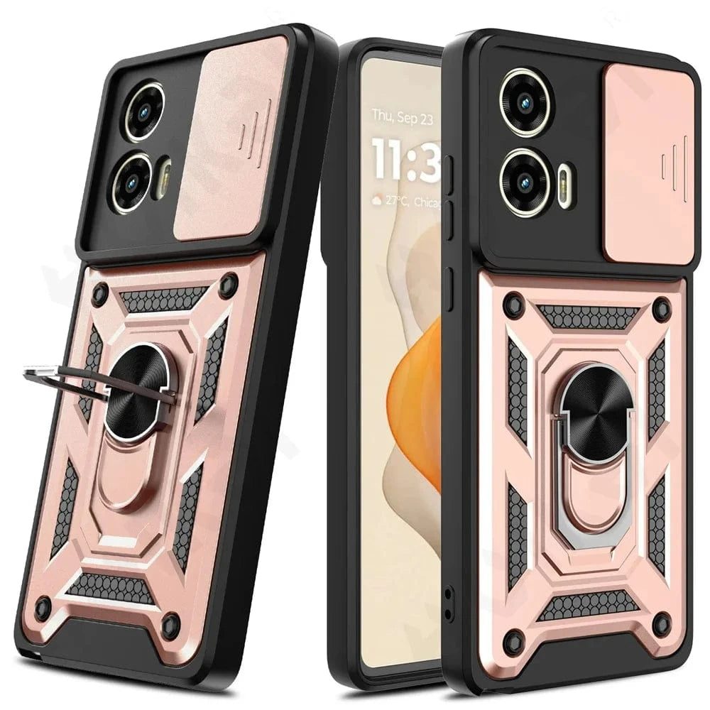 Coque Motorola avec anneau rotatif cache caméra