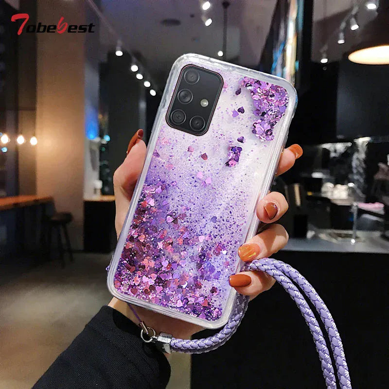 Coque paillettes liquides cordon Samsung Galaxy
