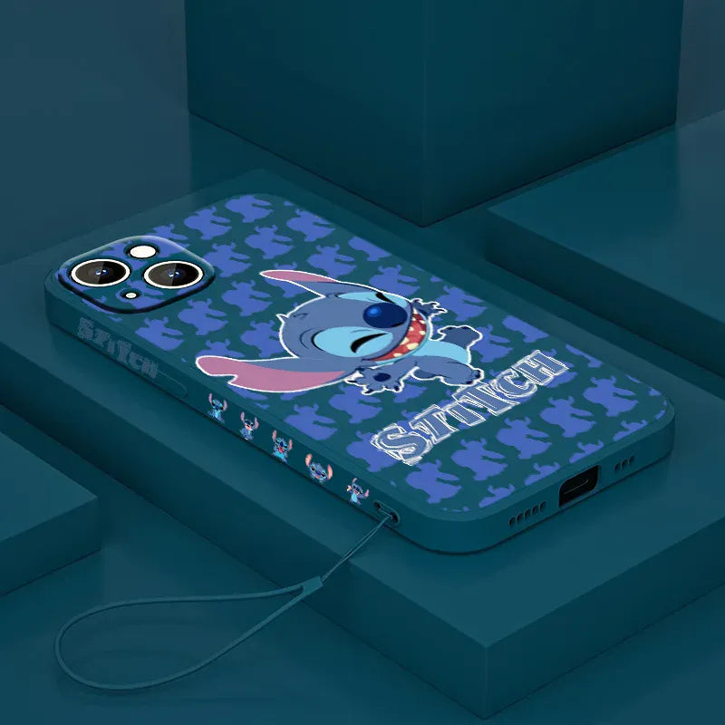 Coque Stitch iPhone paillettes liquides avec lanière