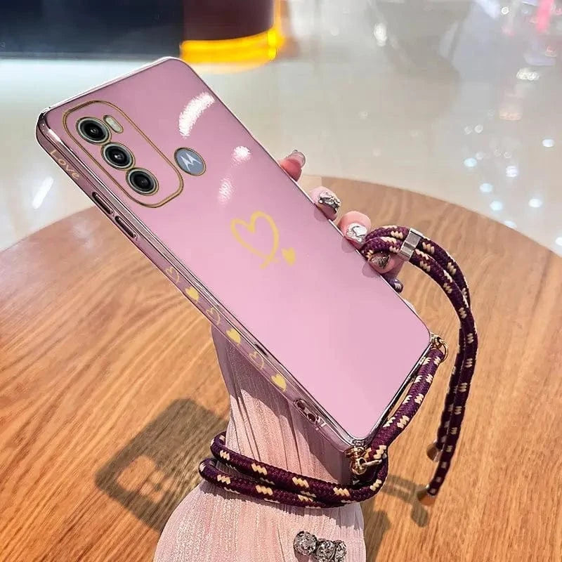 Coque à lanière cœur Motorola