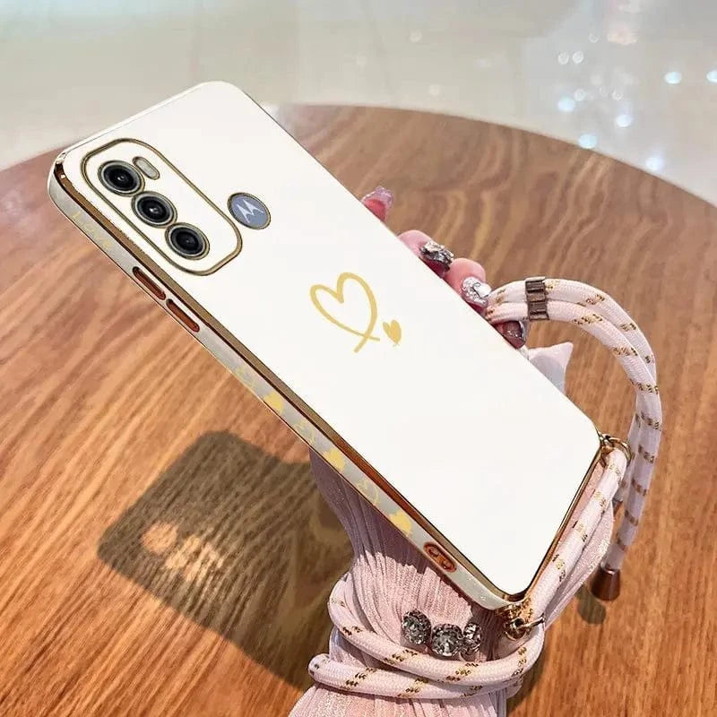 Coque à lanière cœur Motorola