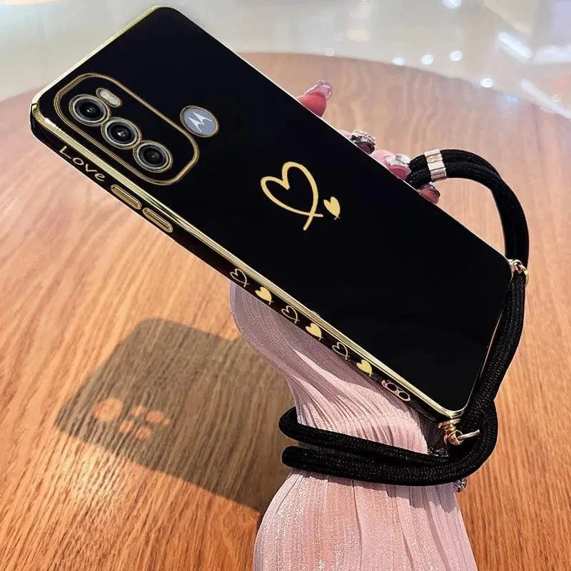 Coque à lanière cœur Motorola