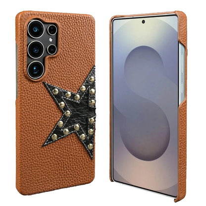 Coque cuir véritable motif étoile Samsung Galaxy