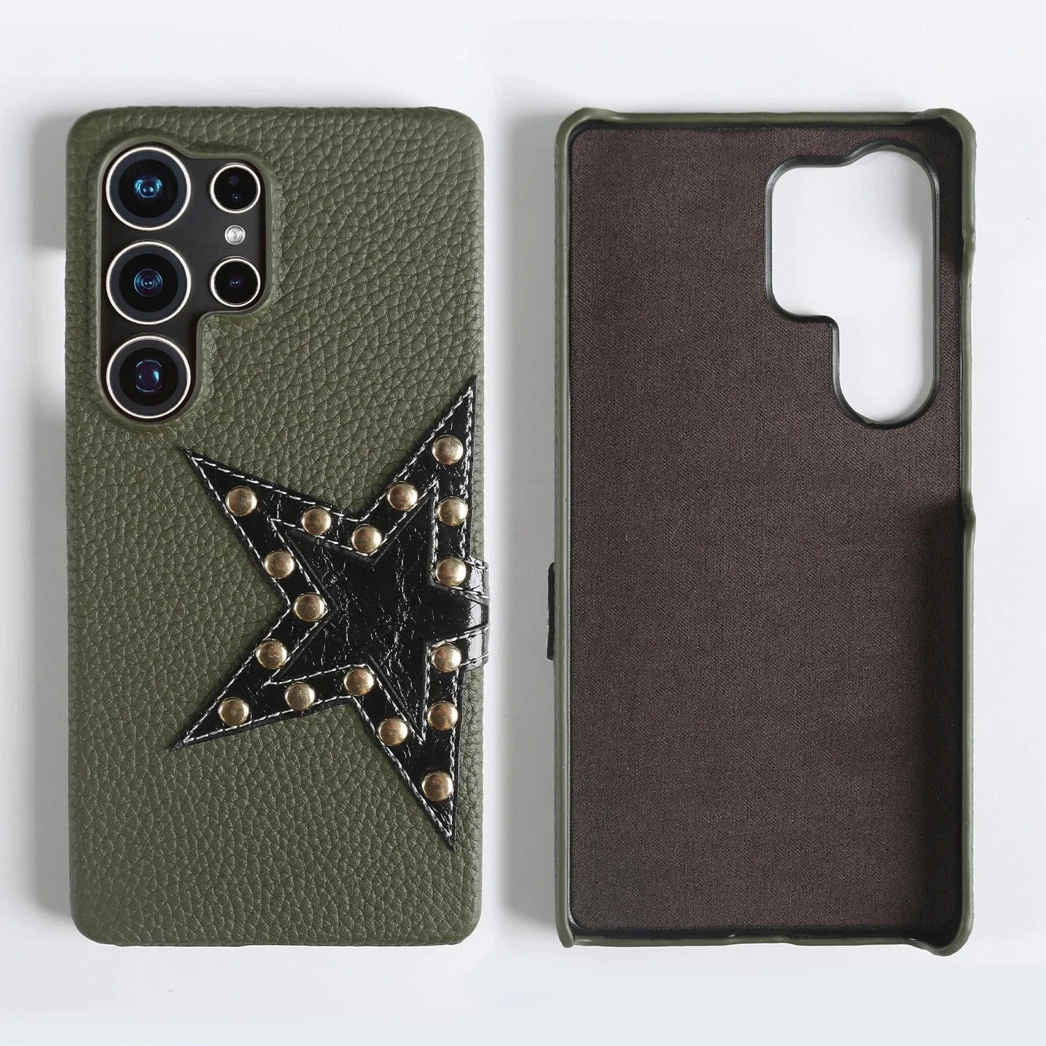 Coque cuir véritable motif étoile Samsung Galaxy