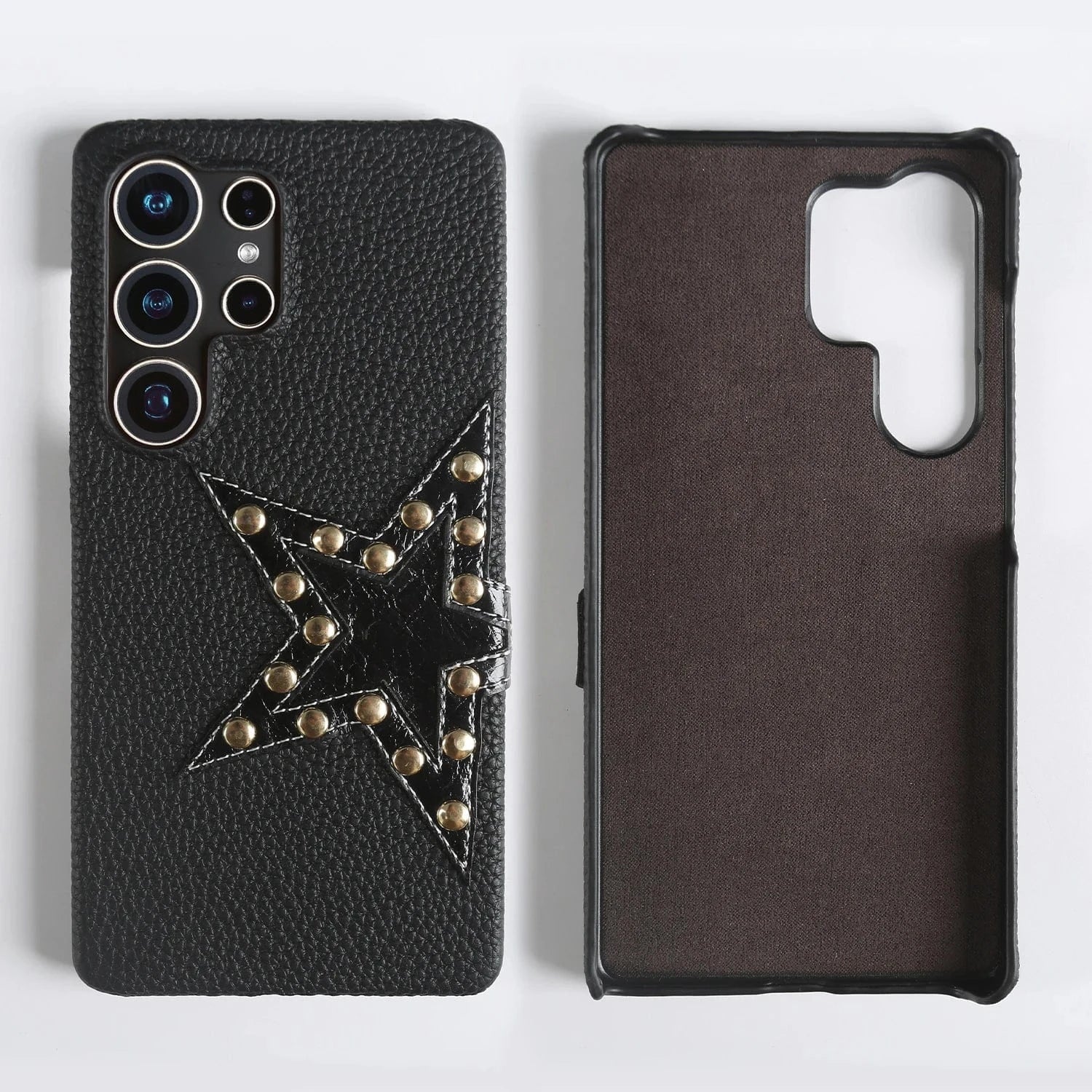 Coque cuir véritable motif étoile Samsung Galaxy