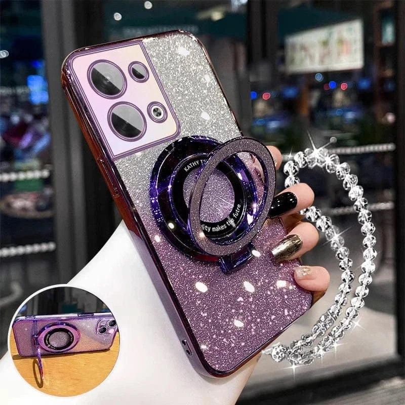 Coque Huawei pailletée bracelet perles