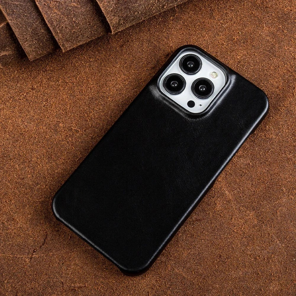 Coque iPhone cuir véritable vintage