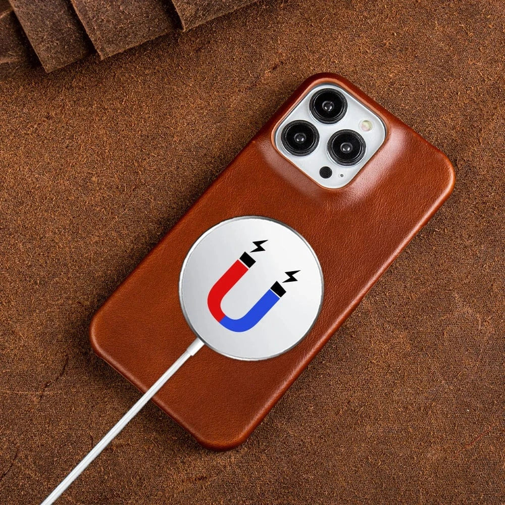 Coque iPhone cuir véritable vintage