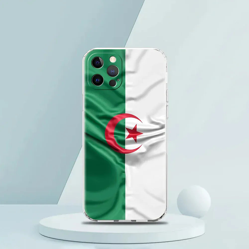 Coque iPhone drapeau Algérie transparente antichoc