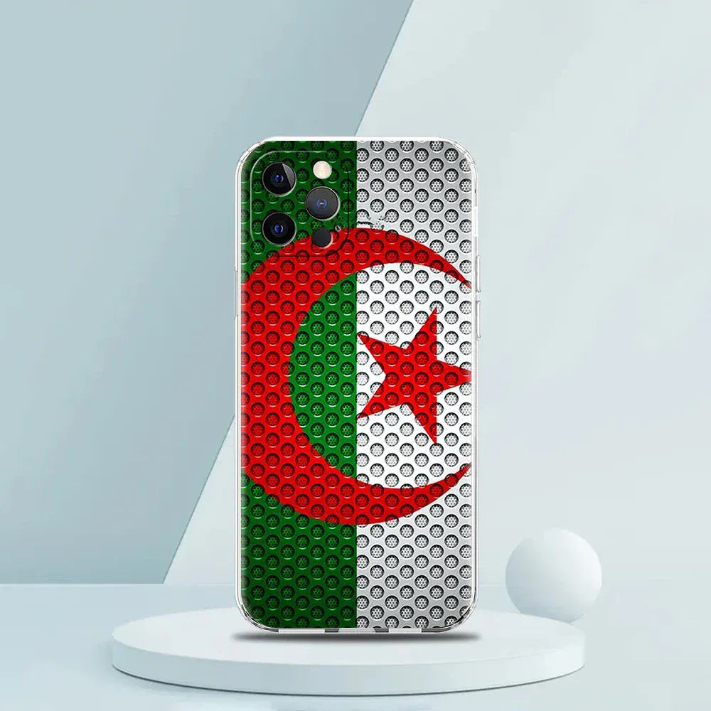 Coque iPhone drapeau Algérie transparente antichoc