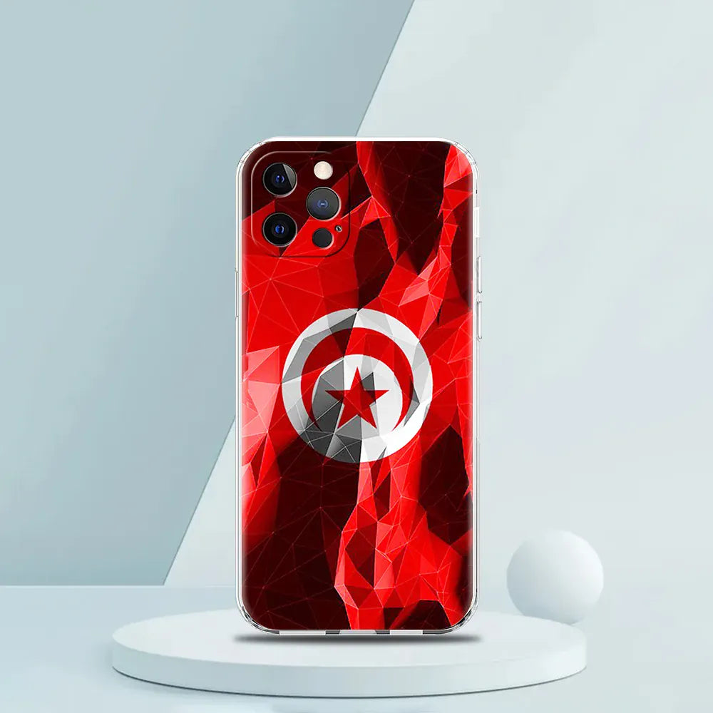 Coque iPhone drapeau tunisien transparente