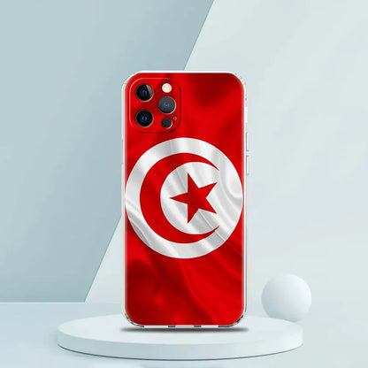Coque iPhone drapeau tunisien transparente