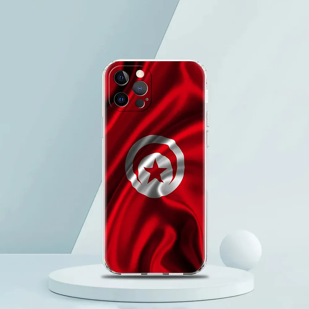 Coque iPhone drapeau tunisien transparente