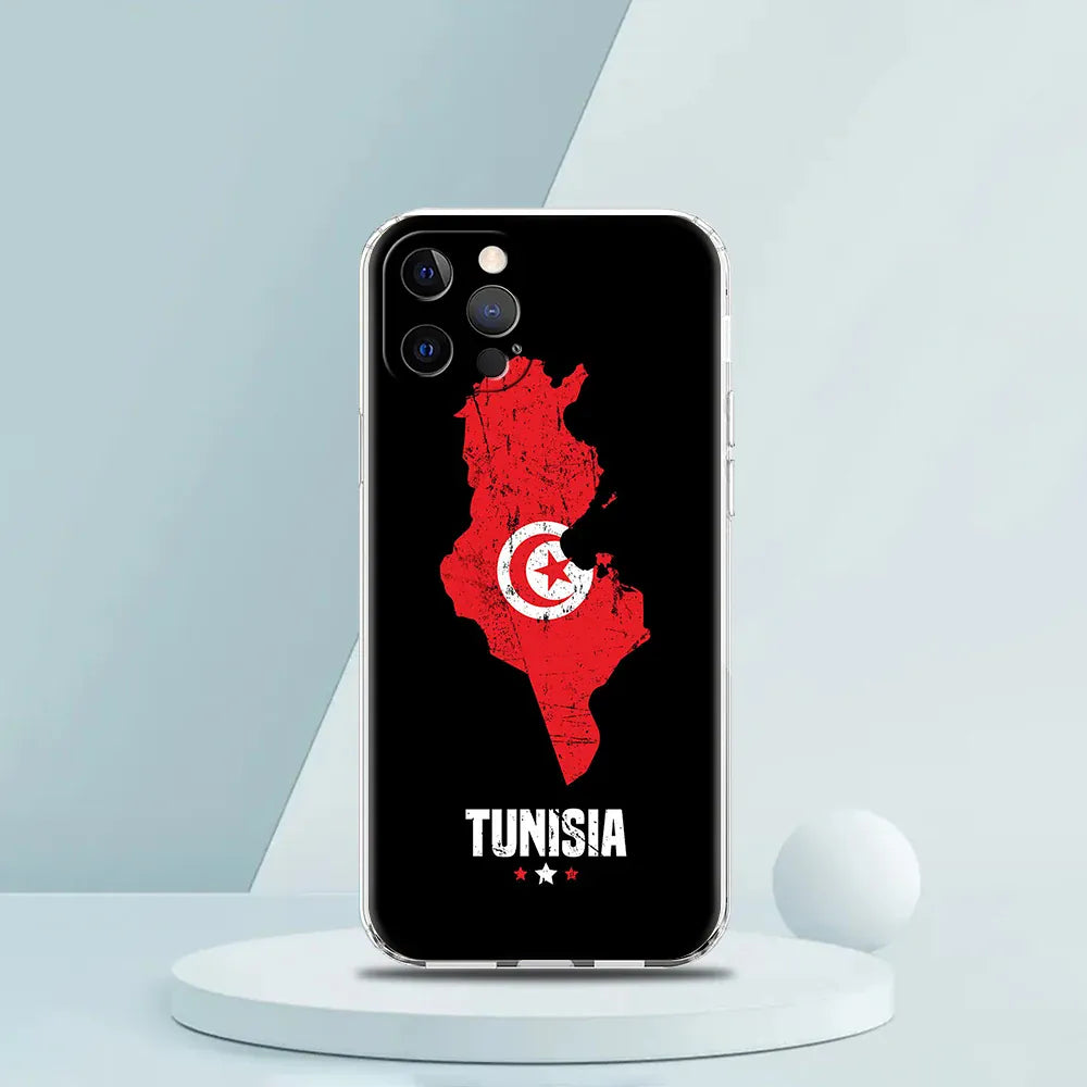 Coque iPhone drapeau tunisien transparente