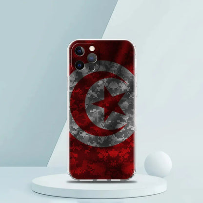 Coque iPhone drapeau tunisien transparente