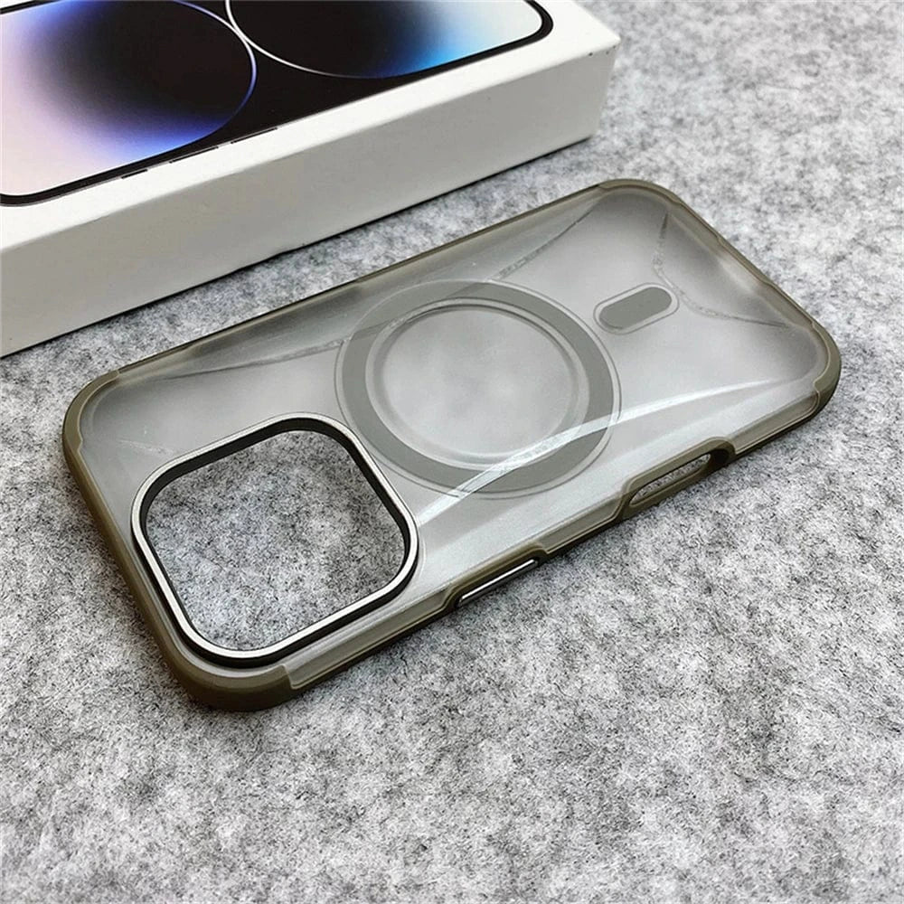 Coque iPhone MagSafe antichoc protection caméra métal