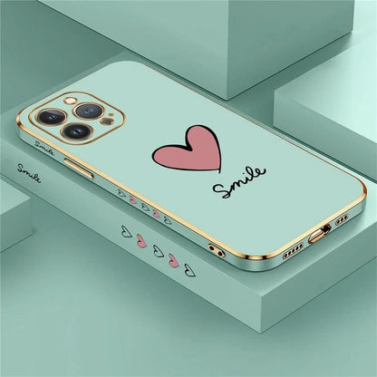 Coque iPhone silicone coeur plaqué or