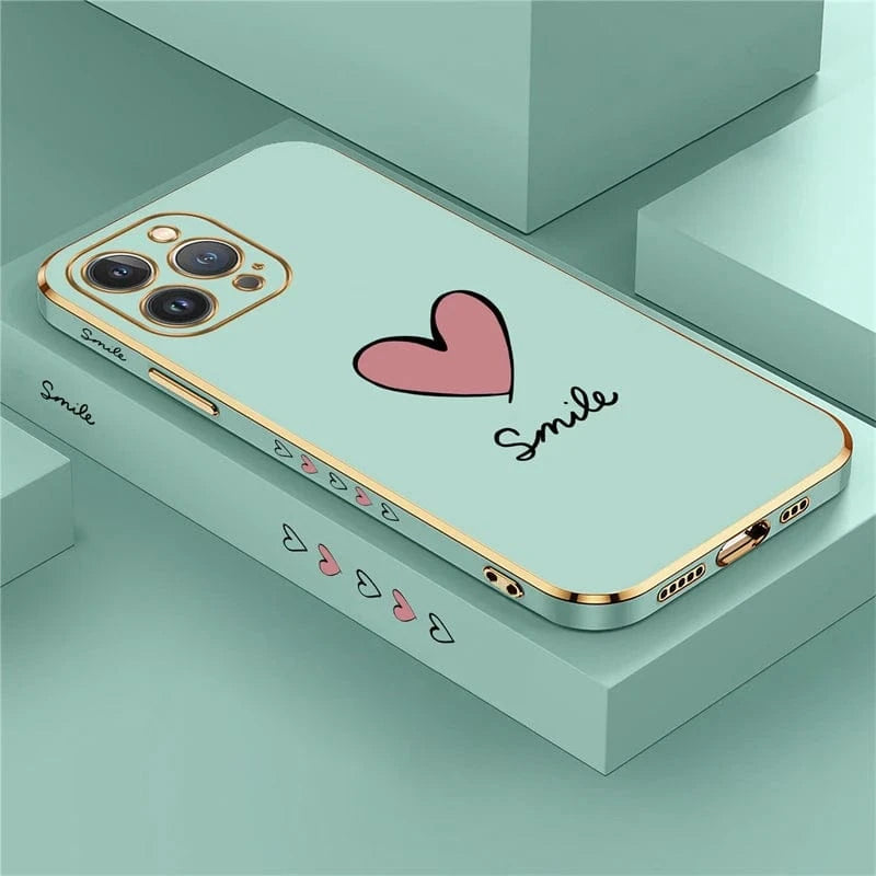 Coque iPhone silicone coeur plaqué or