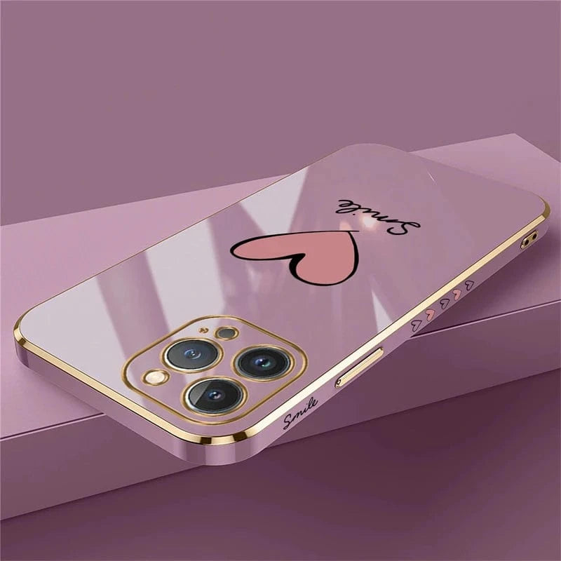 Coque iPhone silicone coeur plaqué or