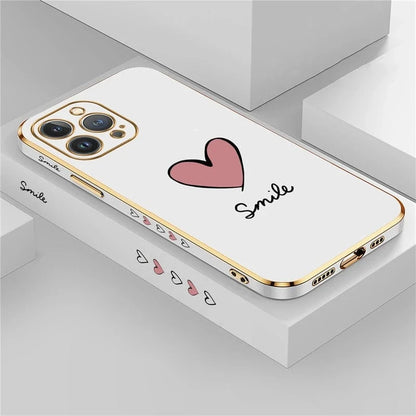Coque iPhone silicone coeur plaqué or