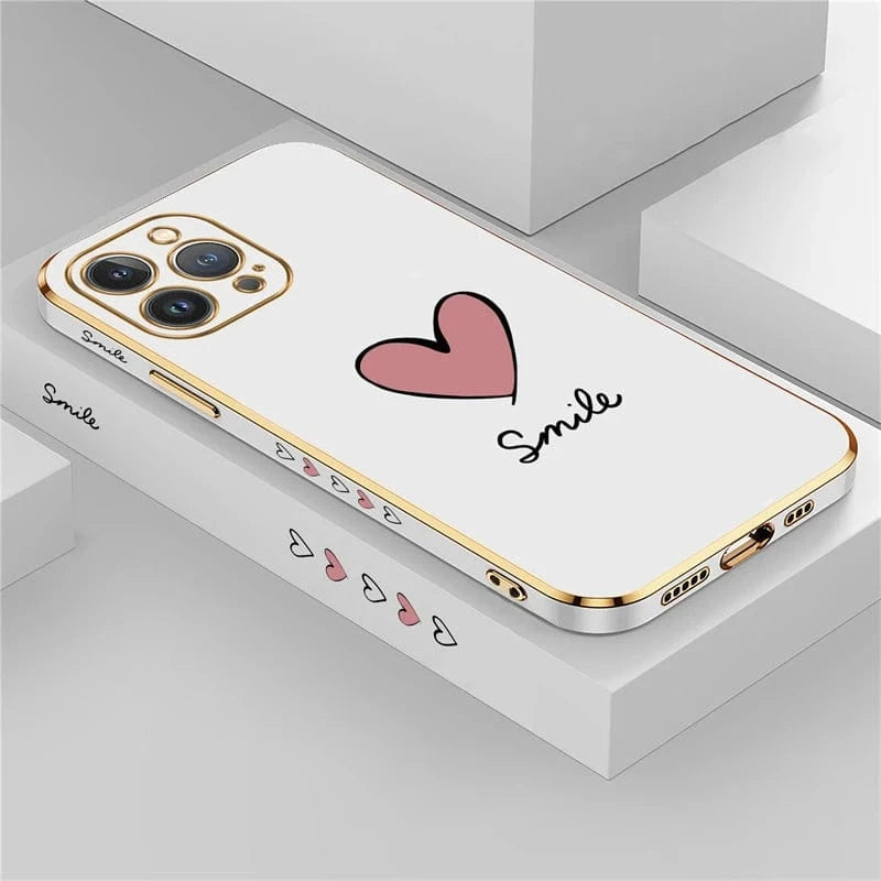Coque iPhone silicone coeur plaqué or