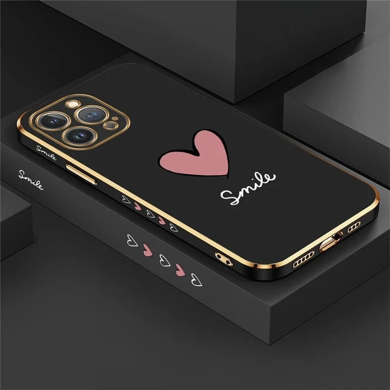 Coque iPhone silicone coeur plaqué or