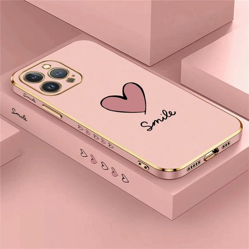 Coque iPhone silicone coeur plaqué or