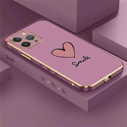 Coque iPhone silicone coeur plaqué or