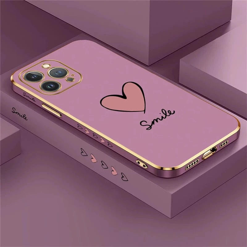 Coque iPhone silicone coeur plaqué or