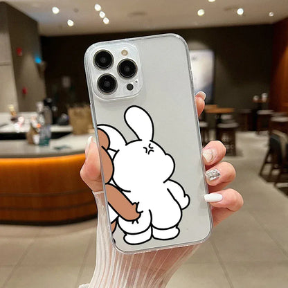 Coque iPhone transparente ours et lapin antichoc