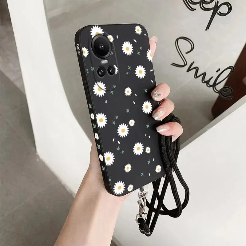 Coque OPPO Reno  silicone lanière tournesol