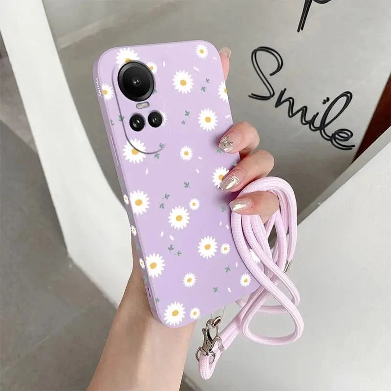 Coque OPPO Reno  silicone lanière tournesol