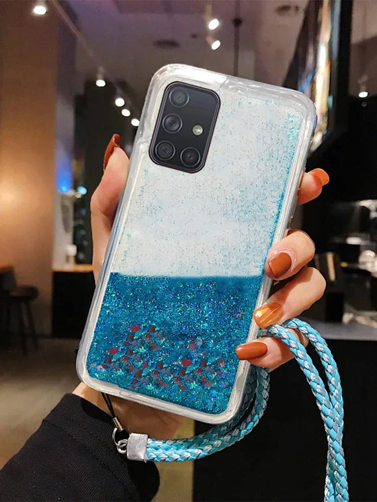 Coque paillettes liquides cordon Samsung Galaxy
